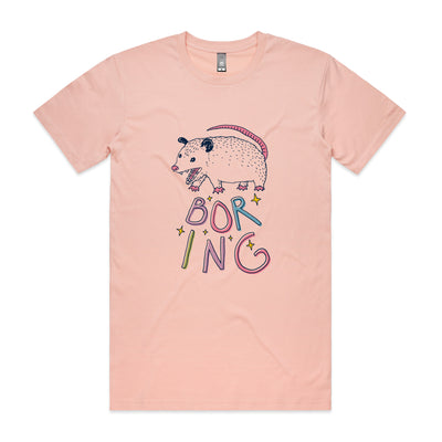 Boring Opossum Tee by Lonely Kids Club. All clothing from our T-shirts to our shorts and hoodies are ethically made, and printed packed and shipped from Sydney.