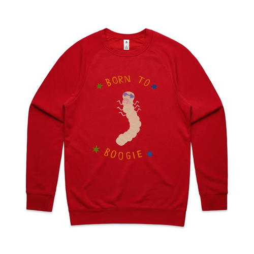 Born To Boogie Jumper by Lonely Kids Club. All clothing from our T-shirts to our shorts and hoodies are ethically made, and printed packed and shipped from Sydney.