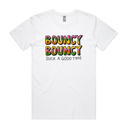 Bouncy Bouncy Tee by Lonely Kids Club. All clothing from our T-shirts to our shorts and hoodies are ethically made, and printed packed and shipped from Sydney.