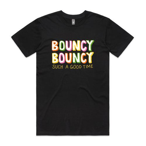 Bouncy Bouncy Tee by Lonely Kids Club. All clothing from our T-shirts to our shorts and hoodies are ethically made, and printed packed and shipped from Sydney.