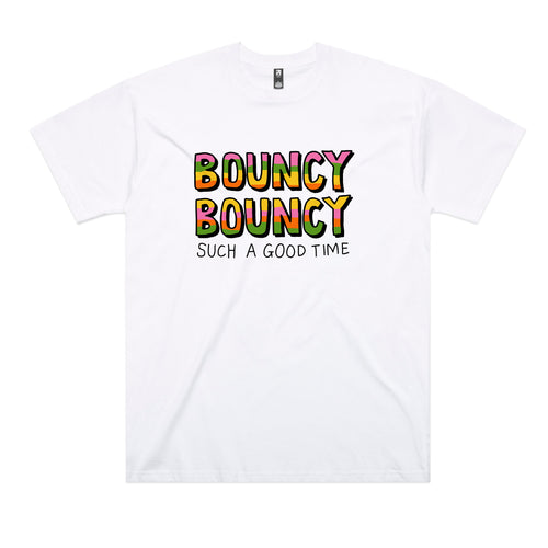 Bouncy Bouncy Tee by Lonely Kids Club. All clothing from our T-shirts to our shorts and hoodies are ethically made, and printed packed and shipped from Sydney.
