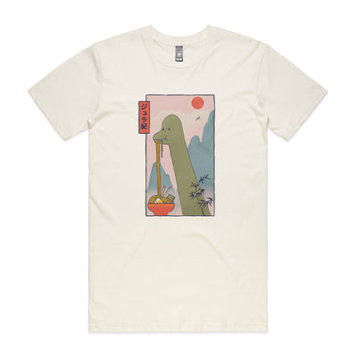 Brachiosaurus Ramen Tee by Lonely Kids Club. All clothing from our T-shirts to our shorts and hoodies are ethically made, and printed packed and shipped from Sydney.