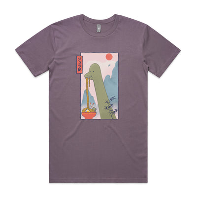Brachiosaurus Ramen Tee by Lonely Kids Club. All clothing from our T-shirts to our shorts and hoodies are ethically made, and printed packed and shipped from Sydney.
