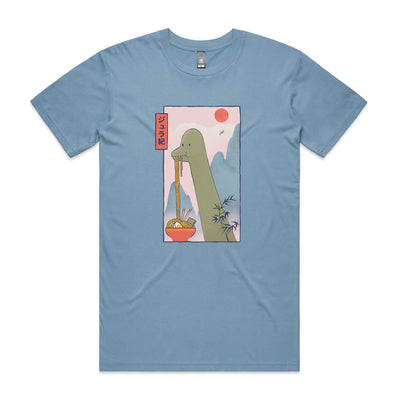 Brachiosaurus Ramen Tee by Lonely Kids Club. All clothing from our T-shirts to our shorts and hoodies are ethically made, and printed packed and shipped from Sydney.