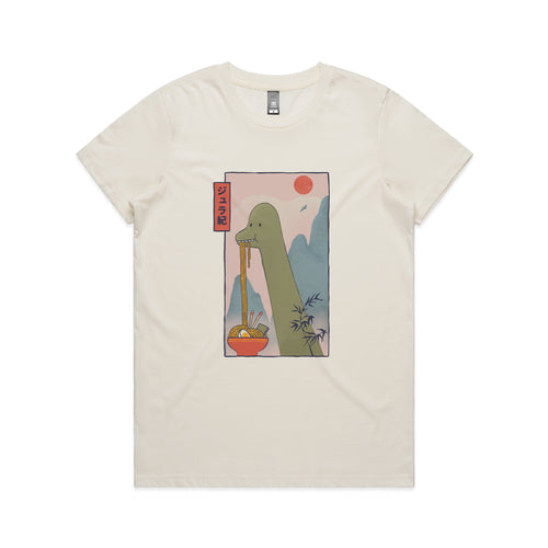 Brachiosaurus Ramen Tee by Lonely Kids Club. All clothing from our T-shirts to our shorts and hoodies are ethically made, and printed packed and shipped from Sydney.