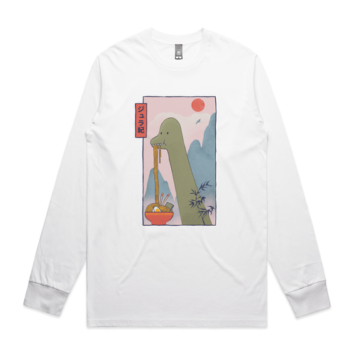 Brachiosaurus Ramen Tee by Lonely Kids Club. All clothing from our T-shirts to our shorts and hoodies are ethically made, and printed packed and shipped from Sydney.