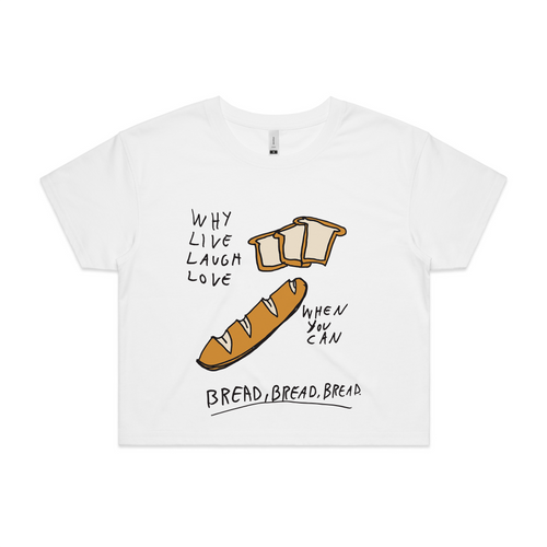 Bread Bread Bread Tee by Lonely Kids Club. All clothing from our T-shirts to our shorts and hoodies are ethically made, and printed packed and shipped from Sydney.