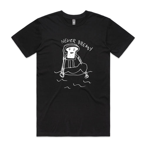 Never Bready Tee by Lonely Kids Club. All clothing from our T-shirts to our shorts and hoodies are ethically made, and printed packed and shipped from Sydney.