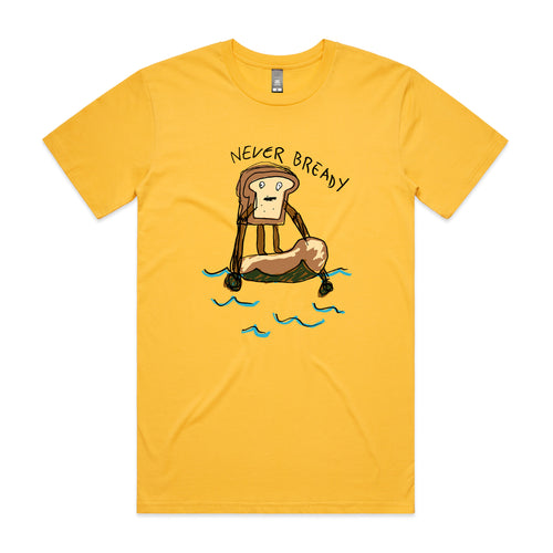 Never Bready Tee by Lonely Kids Club. All clothing from our T-shirts to our shorts and hoodies are ethically made, and printed packed and shipped from Sydney.