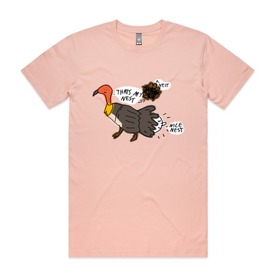 Brush Turkey Nest Tee by Lonely Kids Club. All clothing from our T-shirts to our shorts and hoodies are ethically made, and printed packed and shipped from Sydney.