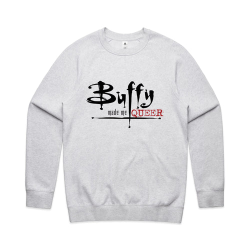 Buffy Made Me Queer Jumper by Lonely Kids Club. All clothing from our T-shirts to our shorts and hoodies are ethically made, and printed packed and shipped from Sydney.