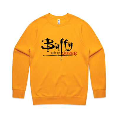 Buffy Made Me Queer Jumper by Lonely Kids Club. All clothing from our T-shirts to our shorts and hoodies are ethically made, and printed packed and shipped from Sydney.