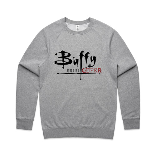 Buffy Made Me Queer Jumper by Lonely Kids Club. All clothing from our T-shirts to our shorts and hoodies are ethically made, and printed packed and shipped from Sydney.