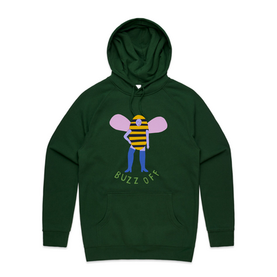 Buzz Off Hoodie by Lonely Kids Club. All clothing from our T-shirts to our shorts and hoodies are ethically made, and printed packed and shipped from Sydney.