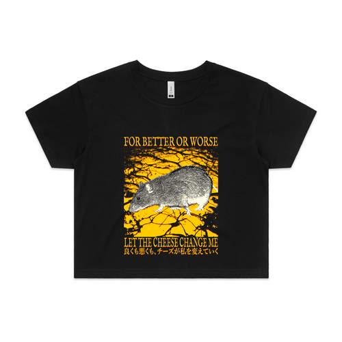 Let The Cheese Change Me Tee by Lonely Kids Club. All clothing from our T-shirts to our shorts and hoodies are ethically made, and printed packed and shipped from Sydney.
