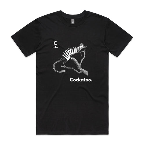C Is For Cockatoo Tee by Lonely Kids Club. All clothing from our T-shirts to our shorts and hoodies are ethically made, and printed packed and shipped from Sydney.
