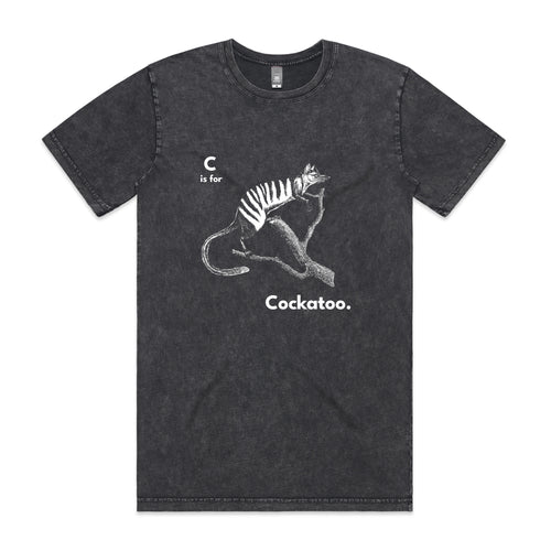 C Is For Cockatoo Tee by Lonely Kids Club. All clothing from our T-shirts to our shorts and hoodies are ethically made, and printed packed and shipped from Sydney.