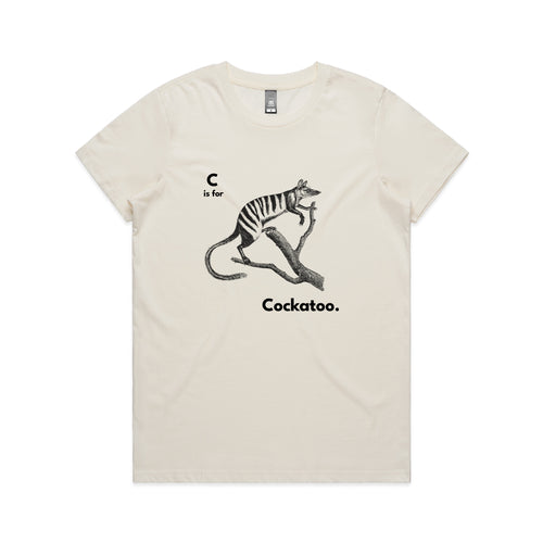 C Is For Cockatoo Tee by Lonely Kids Club. All clothing from our T-shirts to our shorts and hoodies are ethically made, and printed packed and shipped from Sydney.