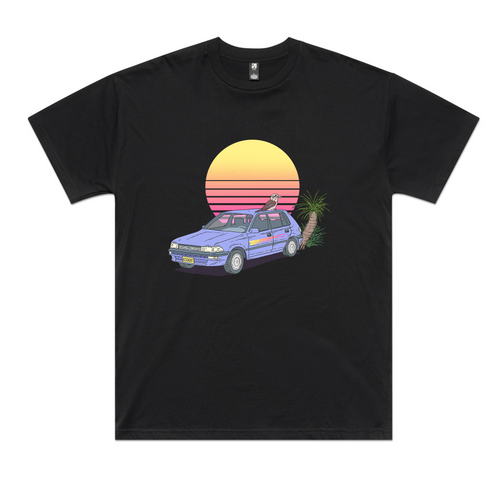 Kookaburra Corolla Tee by Lonely Kids Club. All clothing from our T-shirts to our shorts and hoodies are ethically made, and printed packed and shipped from Sydney.