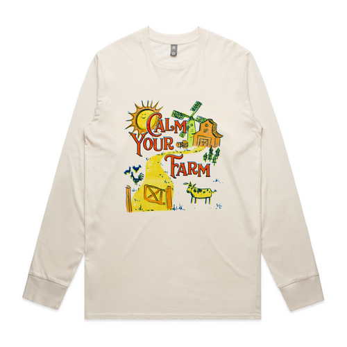 Calm Your Farm Tee by Lonely Kids Club. All clothing from our T-shirts to our shorts and hoodies are ethically made, and printed packed and shipped from Sydney.