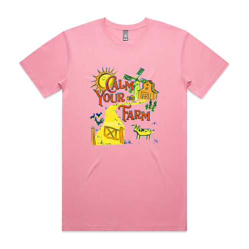 Calm Your Farm Tee by Lonely Kids Club. All clothing from our T-shirts to our shorts and hoodies are ethically made, and printed packed and shipped from Sydney.