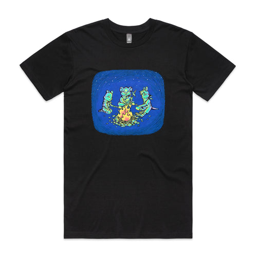 Happy Campers Tee by Lonely Kids Club. All clothing from our T-shirts to our shorts and hoodies are ethically made, and printed packed and shipped from Sydney.