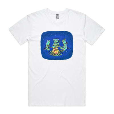 Happy Campers Tee by Lonely Kids Club. All clothing from our T-shirts to our shorts and hoodies are ethically made, and printed packed and shipped from Sydney.