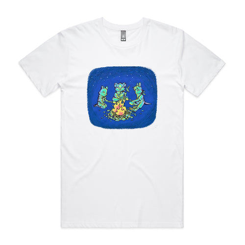 Happy Campers Tee by Lonely Kids Club. All clothing from our T-shirts to our shorts and hoodies are ethically made, and printed packed and shipped from Sydney.