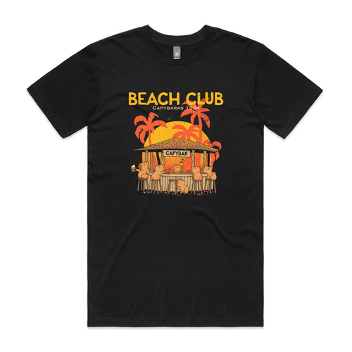 Capybara Beach House Tee by Lonely Kids Club. All clothing from our T-shirts to our shorts and hoodies are ethically made, and printed packed and shipped from Sydney.