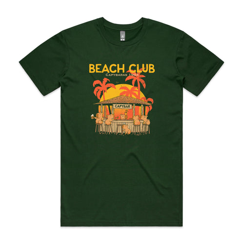 Capybara Beach House Tee by Lonely Kids Club. All clothing from our T-shirts to our shorts and hoodies are ethically made, and printed packed and shipped from Sydney.