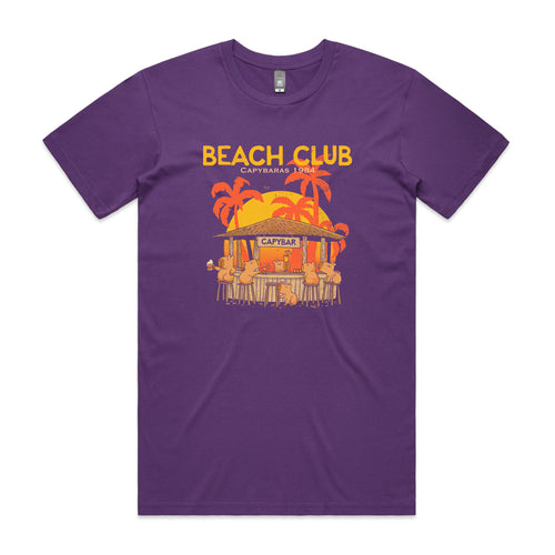 Capybara Beach House Tee by Lonely Kids Club. All clothing from our T-shirts to our shorts and hoodies are ethically made, and printed packed and shipped from Sydney.