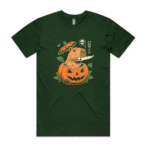 Capybara Pumpkin Tee by Lonely Kids Club. All clothing from our T-shirts to our shorts and hoodies are ethically made, and printed packed and shipped from Sydney.