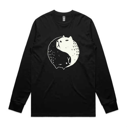 Capybara Yin Yang Tee by Lonely Kids Club. All clothing from our T-shirts to our shorts and hoodies are ethically made, and printed packed and shipped from Sydney.