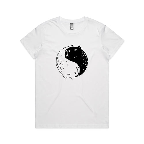 Capybara Yin Yang Tee by Lonely Kids Club. All clothing from our T-shirts to our shorts and hoodies are ethically made, and printed packed and shipped from Sydney.