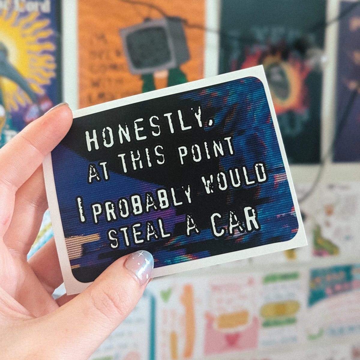 Would Steal A Car Weatherproof Sticker sticker set by Lonely Kids Club