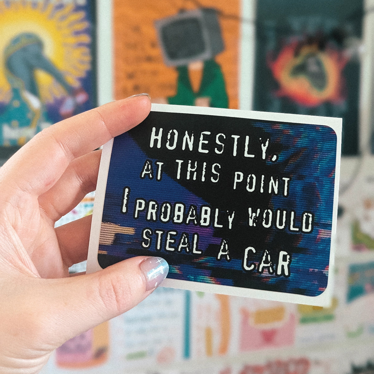 Would Steal A Car Weatherproof Sticker sticker set by Lonely Kids Club