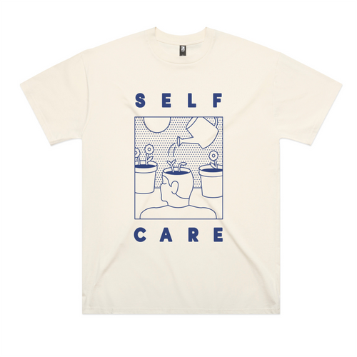 Self Care Oversized Tee by Lonely Kids Club. All clothing from our T-shirts to our shorts and hoodies are ethically made, and printed packed and shipped from Sydney.