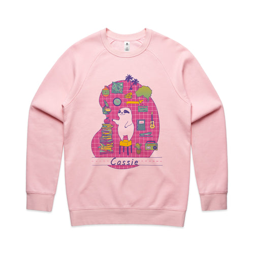 Cassie Hobbies Jumper by Lonely Kids Club. All clothing from our T-shirts to our shorts and hoodies are ethically made, and printed packed and shipped from Sydney.