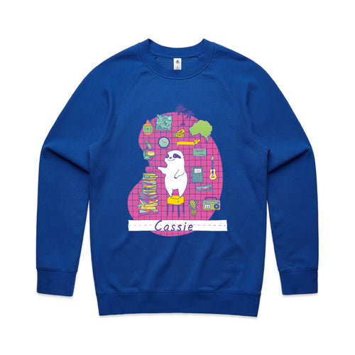 Cassie Hobbies Jumper by Lonely Kids Club. All clothing from our T-shirts to our shorts and hoodies are ethically made, and printed packed and shipped from Sydney.