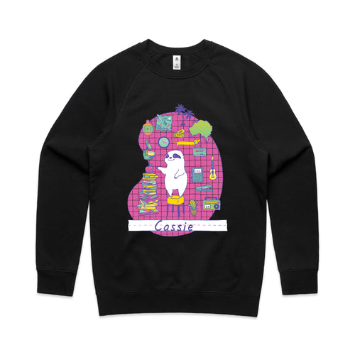 Cassie Hobbies Jumper by Lonely Kids Club. All clothing from our T-shirts to our shorts and hoodies are ethically made, and printed packed and shipped from Sydney.