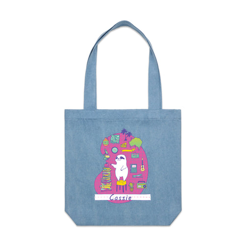 Cassie Hobbies Tote by Lonely Kids Club. All clothing from our T-shirts to our shorts and hoodies are ethically made, and printed packed and shipped from Sydney.