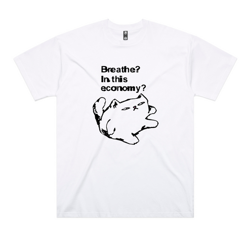 Breathe Cat Tee by Lonely Kids Club. All clothing from our T-shirts to our shorts and hoodies are ethically made, and printed packed and shipped from Sydney.