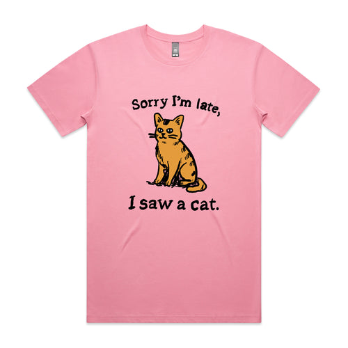I Saw A Cat Tee by Lonely Kids Club. All clothing from our T-shirts to our shorts and hoodies are ethically made, and printed packed and shipped from Sydney.