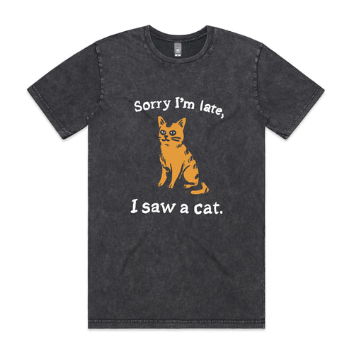 I Saw A Cat Tee by Lonely Kids Club. All clothing from our T-shirts to our shorts and hoodies are ethically made, and printed packed and shipped from Sydney.