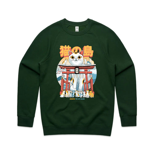 Cat Island Jumper by Lonely Kids Club. All clothing from our T-shirts to our shorts and hoodies are ethically made, and printed packed and shipped from Sydney.