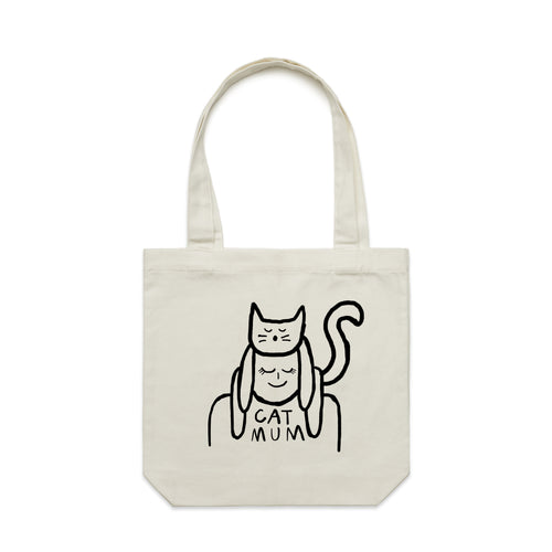Cat Mum Tote by Lonely Kids Club. All clothing from our T-shirts to our shorts and hoodies are ethically made, and printed packed and shipped from Sydney.