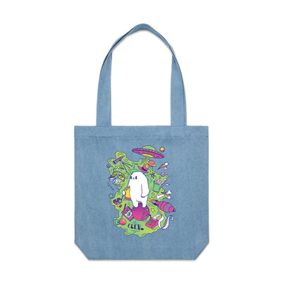 Cecil Hobbies Tote by Lonely Kids Club. All clothing from our T-shirts to our shorts and hoodies are ethically made, and printed packed and shipped from Sydney.