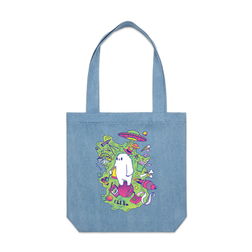 Cecil Hobbies Tote by Lonely Kids Club. All clothing from our T-shirts to our shorts and hoodies are ethically made, and printed packed and shipped from Sydney.