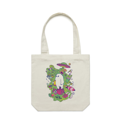 Cecil Hobbies Tote by Lonely Kids Club. All clothing from our T-shirts to our shorts and hoodies are ethically made, and printed packed and shipped from Sydney.