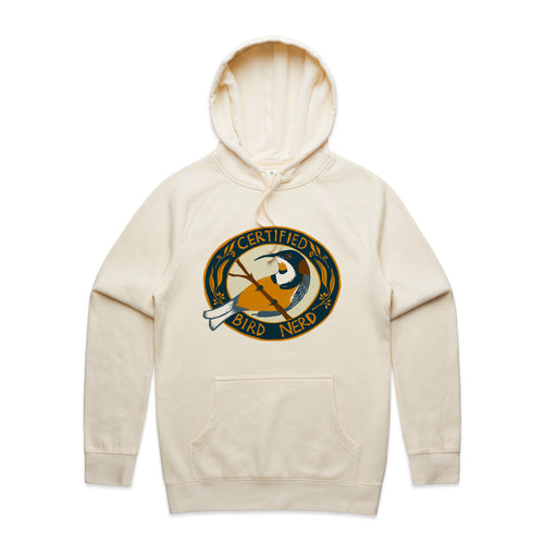 Certified Bird Nerd Hoodie by Lonely Kids Club. All clothing from our T-shirts to our shorts and hoodies are ethically made, and printed packed and shipped from Sydney.